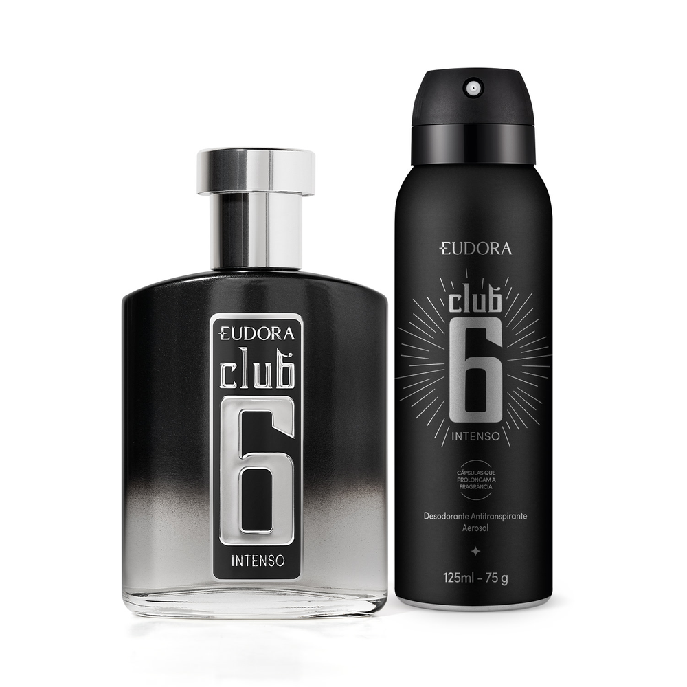 Combo Eudora Club 6 Intenso: Desodorante Colônia 95ml + Desodorante Antitranspirante 125ml/75g Combo Eudora Club 6 Intenso: Desodorante Colônia 95ml + Desodorante Antitranspirante 125ml/75g