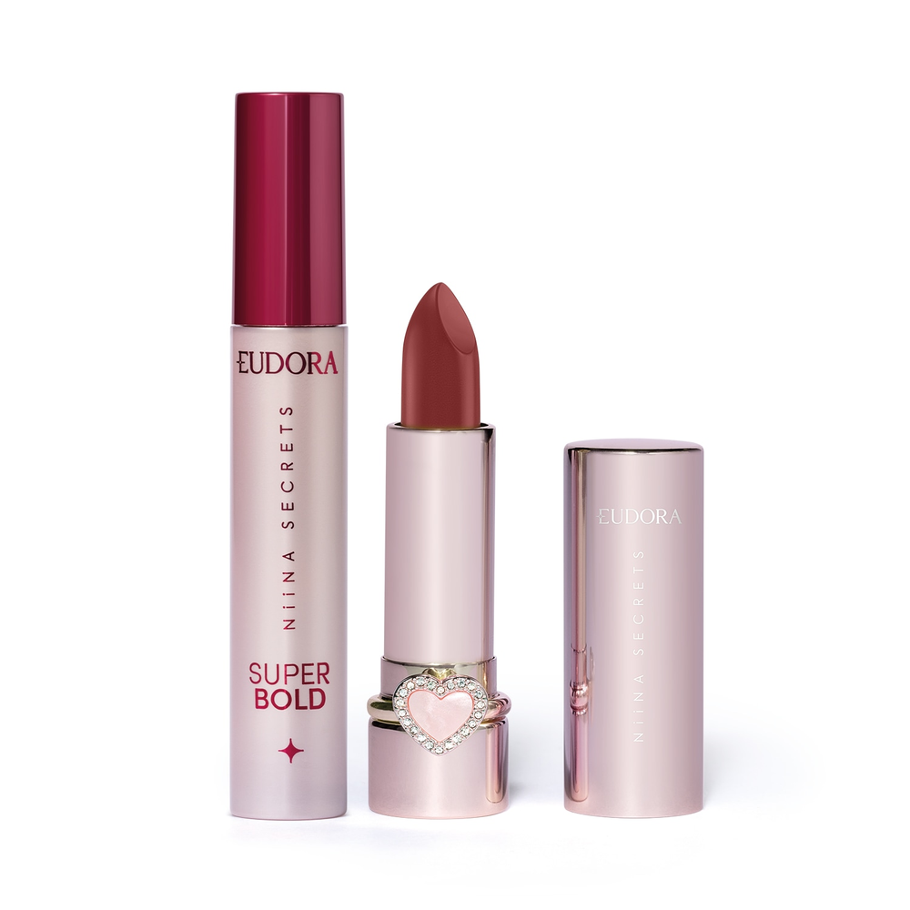 Combo Niina Secrets: Batom Cremoso Love You 3g + Máscara para Cílios Super Bold 10g Combo Niina Secrets: Batom Cremoso Love You 3g + Máscara para Cílios Super Bold 10g