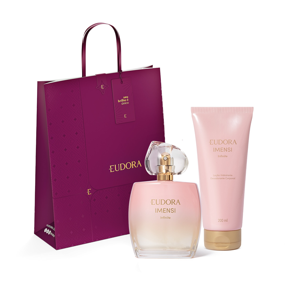 Combo Imensi Infinite: Desodorante Colônia 100ml + Loção Hidratante Desodorante Corporal 200ml + Kit Sacola Eudora Combo Imensi Infinite: Desodorante Colônia 100ml + Loção Hidratante Desodorante Corporal 200ml + Kit Sacola Eudora