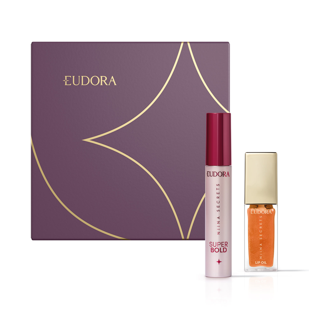 Combo Presente Niina Secrets: Lip Oil Shine 7ml + Máscara para Cílios 10g + Caixa P Combo Presente Niina Secrets: Lip Oil Shine 7ml + Máscara para Cílios 10g + Caixa P