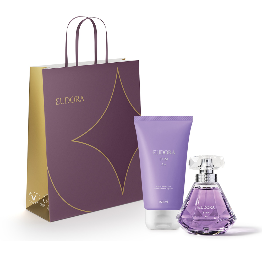 Combo Lyra Joy: Desodorante Colônia 75ml + Loção Hidratante Corporal 150ml + Sacola M Combo Lyra Joy: Desodorante Colônia 75ml + Loção Hidratante Corporal 150ml + Sacola M
