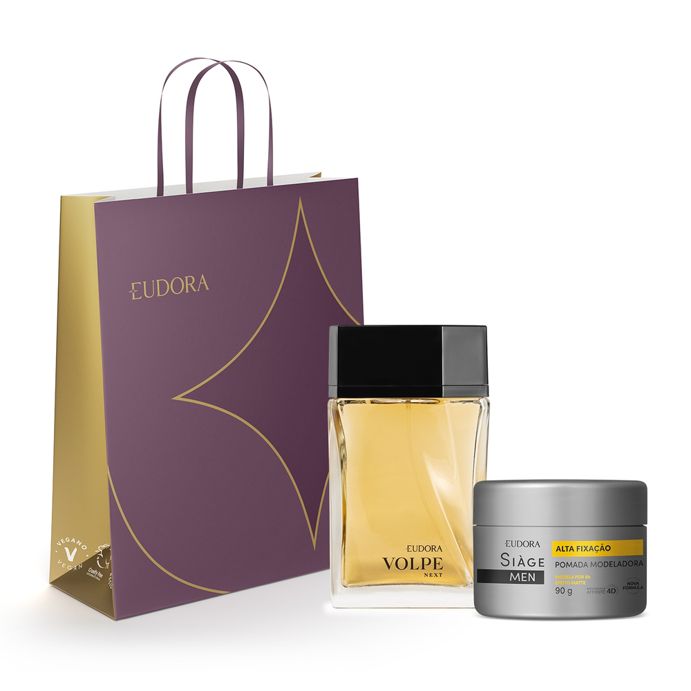Combo Men: Volpe Next Desodorante Colônia 100ml + Pomada Modeladora Siàge 90g + Sacola M Combo Men: Volpe Next Desodorante Colônia 100ml + Pomada Modeladora Siàge 90g + Sacola M