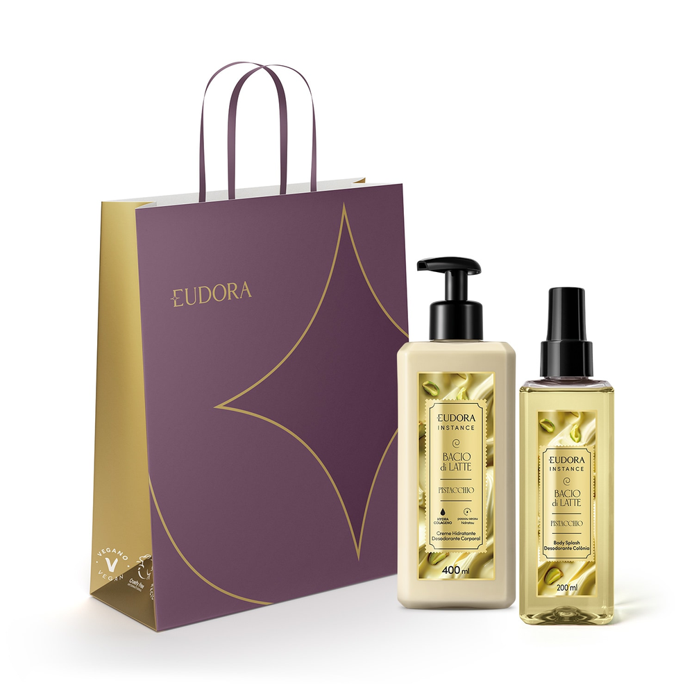 Combo Presente Instance Pistacchio: Body Splash Desodorante Colônia 200ml + Creme Corporal 400ml + Sacola Combo Presente Instance Pistacchio: Body Splash Desodorante Colônia 200ml + Creme Corporal 400ml + Sacola