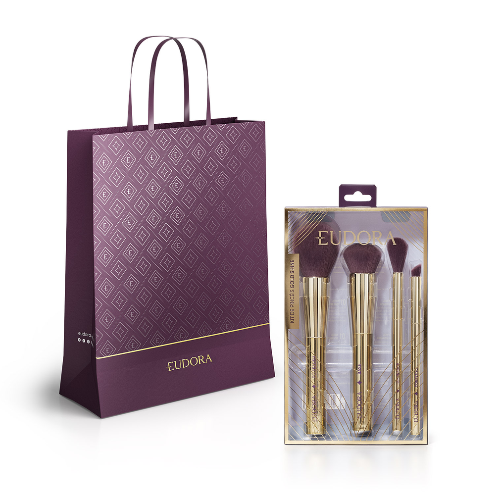 Combo Presente: Kit Pinceis Festa Gold Shine + Sacola Combo Presente: Kit Pinceis Festa Gold Shine + Sacola
