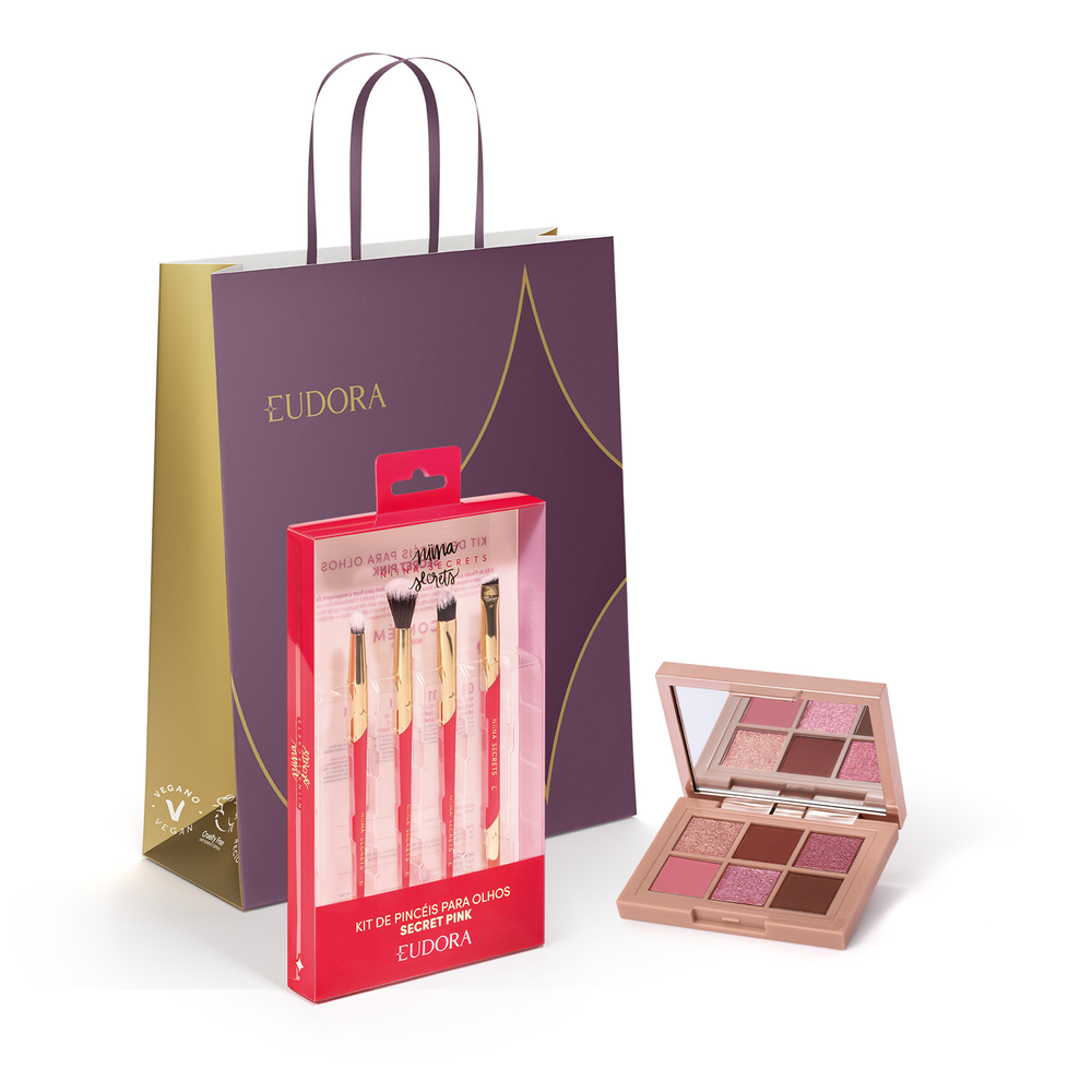 Combo Presente Natal Niina Secrets: Paleta de Sombras Shine 5,4g + Kit Pinceis para Olhos + Sacola Combo Presente Natal Niina Secrets: Paleta de Sombras Shine 5,4g + Kit Pinceis para Olhos + Sacola
