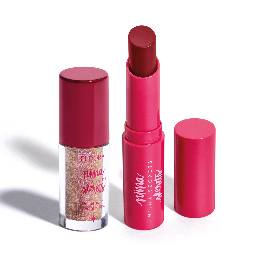 Combo Niina Secrets: Delineador Crystal Brilho Rose Gold 3g + Hidra Balm Rosa 3,2g Combo Niina Secrets: Delineador Crystal Brilho Rose Gold 3g + Hidra Balm Rosa 3,2g