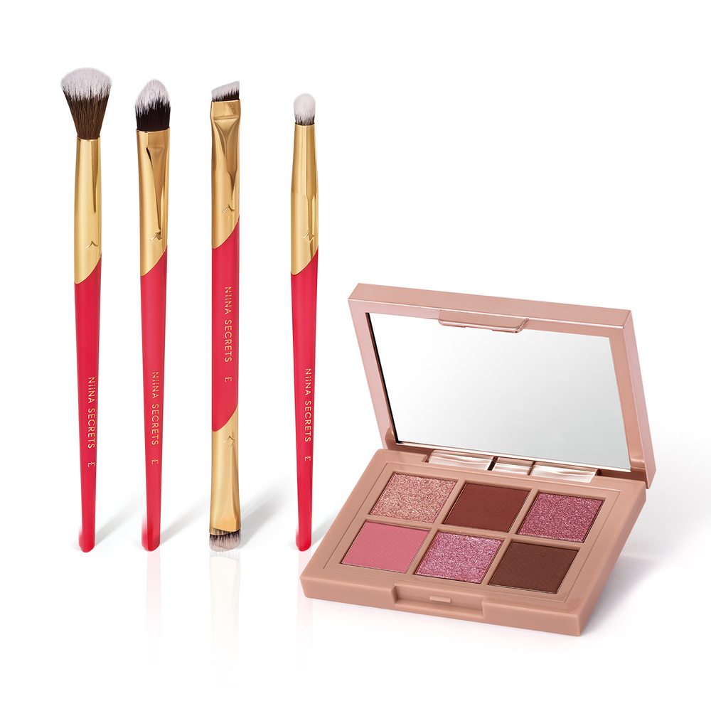 Combo Niina Secrets: Paleta De Sombras Shine 5,4g + Kit Pinceis Para Olhos