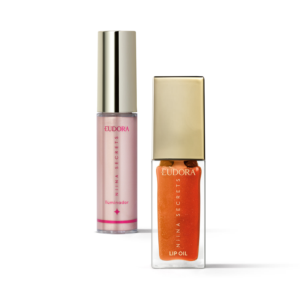 Combo Niina Secrets Luminous: Lip Oil Shine Flowers Rosa Centifolia 7ml + Iluminador Líquido Rosé 10ml Combo Niina Secrets Luminous: Lip Oil Shine Flowers Rosa Centifolia 7ml + Iluminador Líquido Rosé 10ml