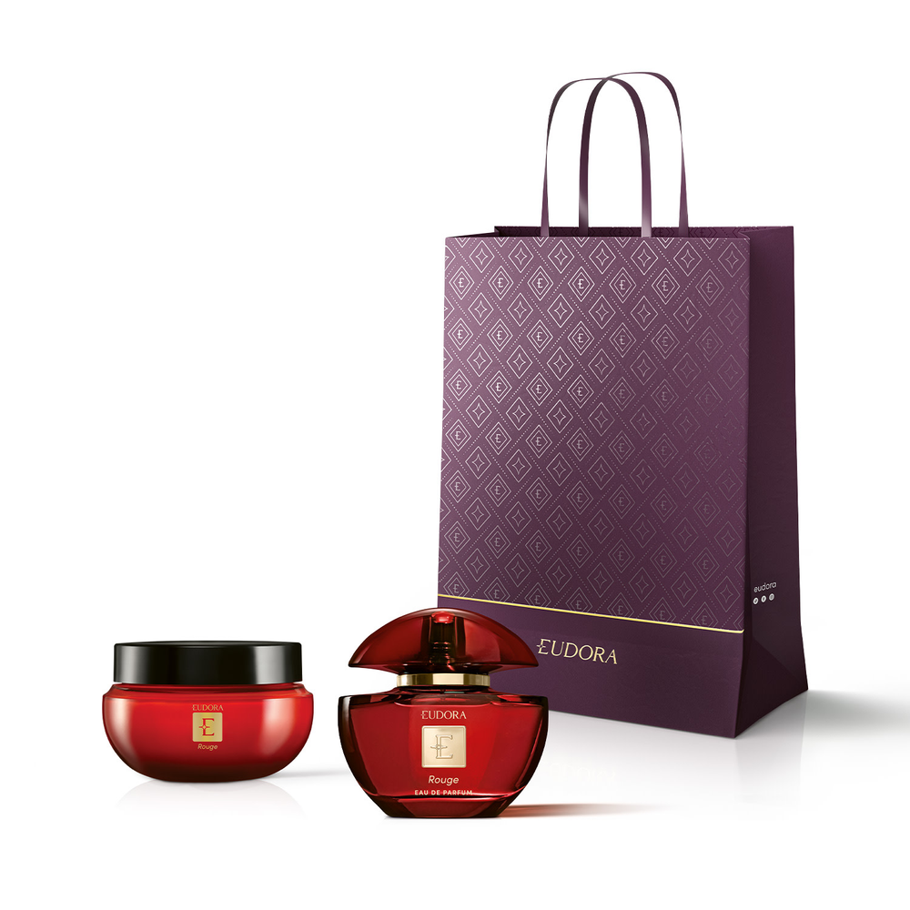 Combo Eudora Rouge: Eau de Parfum 75ml + Creme Desodorante Hidratante Corporal 250g + Sacola Combo Eudora Rouge: Eau de Parfum 75ml + Creme Desodorante Hidratante Corporal 250g + Sacola