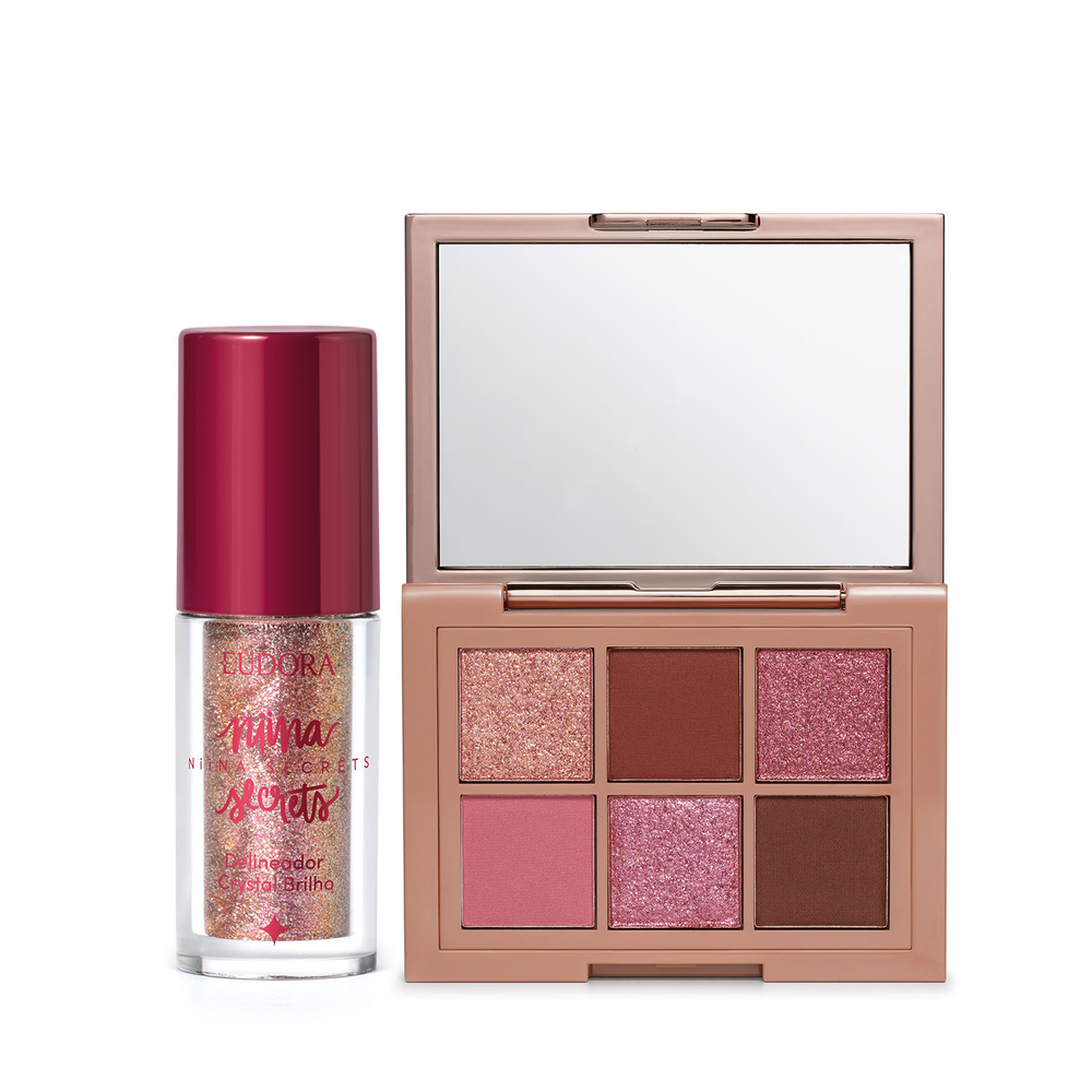 Combo Niina Secrets: Delineador Crystal Brilho 3g + Paleta de Sombras Shine 5,4g Combo Niina Secrets: Delineador Crystal Brilho 3g + Paleta de Sombras Shine 5,4g