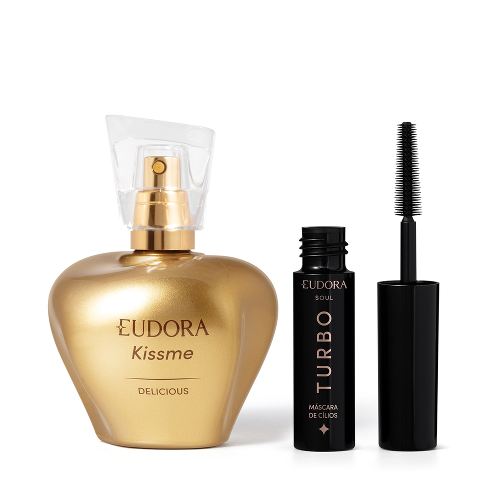 Combo Kiss Me Delicious: Máscara Cílios Turbo 5g + Kiss Me Delicious Desodorante Colônia 50ml Combo Kiss Me Delicious: Máscara Cílios Turbo 5g + Kiss Me Delicious Desodorante Colônia 50ml