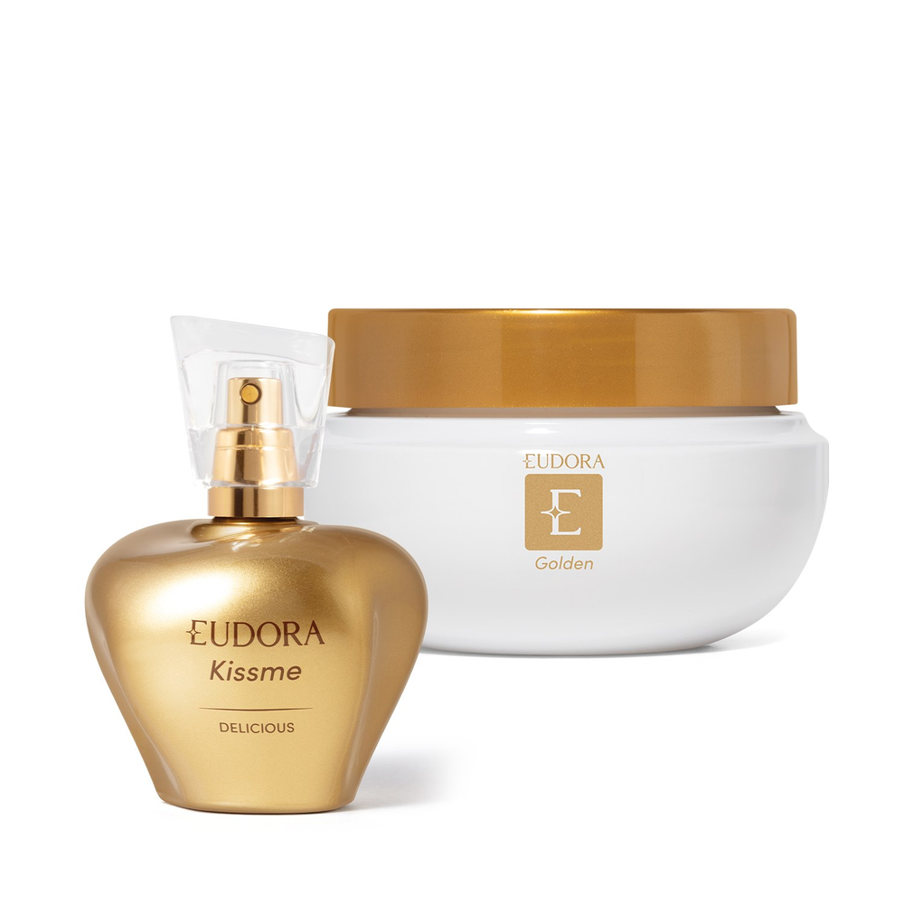 Combo Kiss Me & Eudora Golden: Desodorante Colônia 50ml + Creme Acetinado 250g Combo Kiss Me & Eudora Golden: Desodorante Colônia 50ml + Creme Acetinado 250g