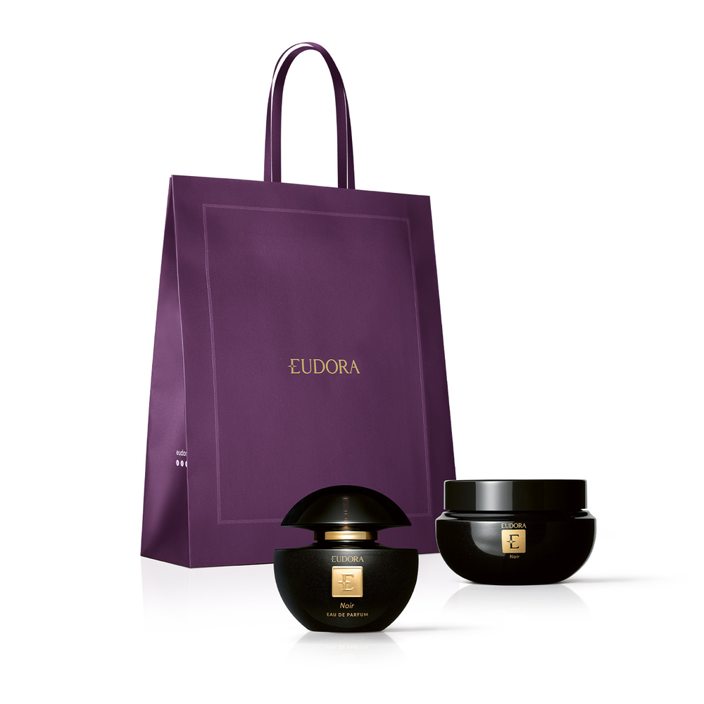 Combo Presente Eudora Noir: Eau de Parfum 75ml + Creme Hidratante 250g + Sacola Combo Presente Eudora Noir: Eau de Parfum 75ml + Creme Hidratante 250g + Sacola