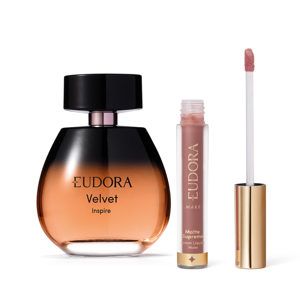 Conjunto Velvet Inspire Eudora - Desodorante Colônia 100ml + Batom Matte Supreme Nude Desejo 4ml Conjunto Velvet Inspire Eudora - Desodorante Colônia 100ml + Batom Matte Supreme Nude Desejo 4ml