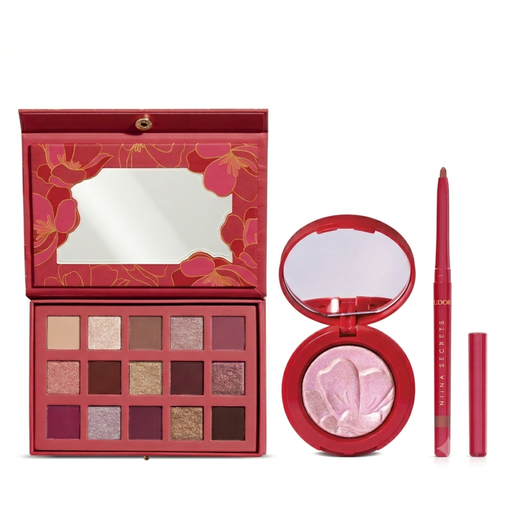 Combo Niina Secrets Soft Petals: Paleta + Iluminador + Lápis Combo Niina Secrets Soft Petals: Paleta + Iluminador + Lápis