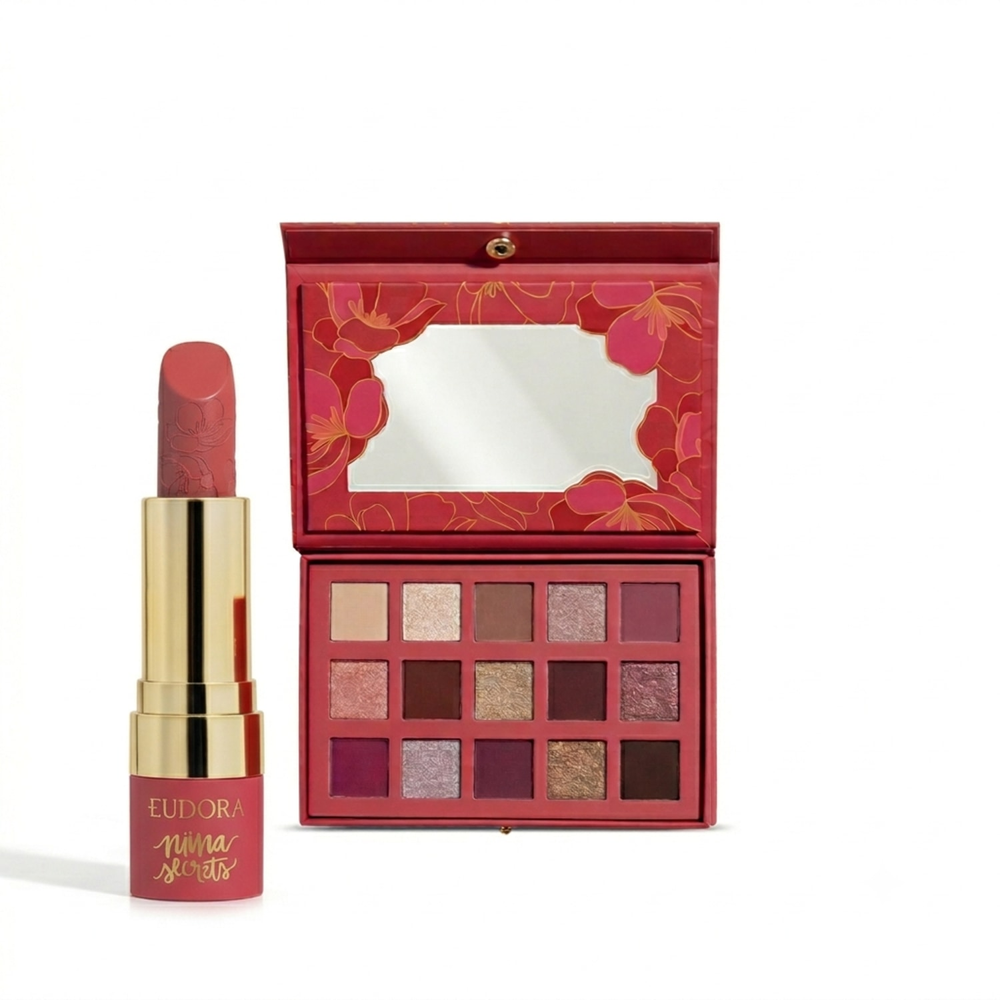 Combo Niina Secrets Soft Petals: Paleta de Sombras 10g + Batom Rosa Secreta 3,8g Combo Niina Secrets Soft Petals: Paleta de Sombras 10g + Batom Rosa Secreta 3,8g