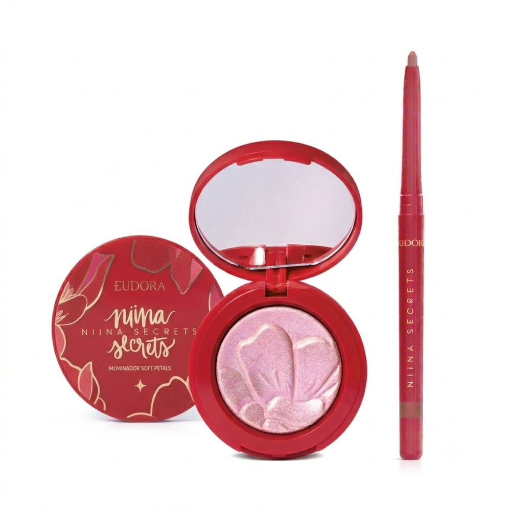 Combo Niina Secrets Soft Petals: Iluminador 3g + Lapiseira Rosa Secreta 1,2g Combo Niina Secrets Soft Petals: Iluminador 3g + Lapiseira Rosa Secreta 1,2g