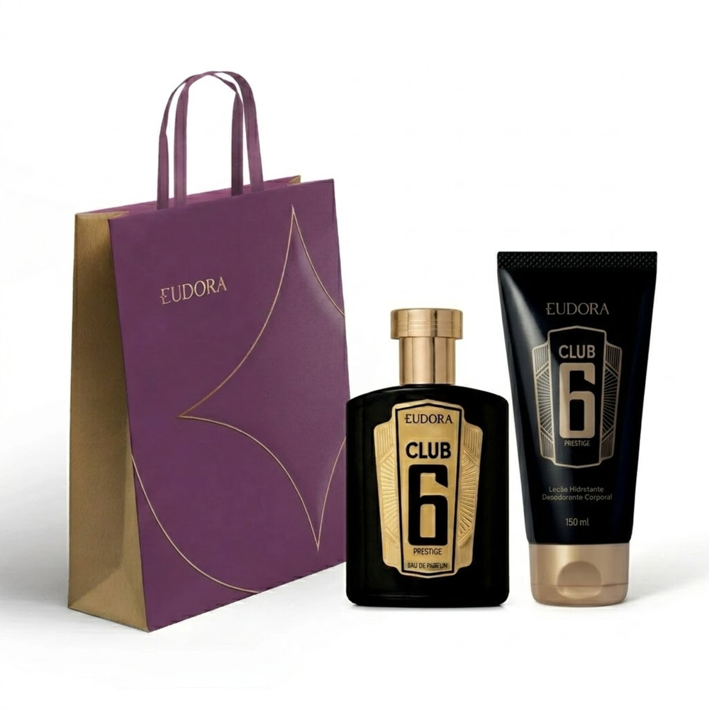 Combo Dia dos Pais: Club 6 Prestige Eau de Parfum 95ml + Loção Corporal 150ml + Sacola Combo Dia dos Pais: Club 6 Prestige Eau de Parfum 95ml + Loção Corporal 150ml + Sacola
