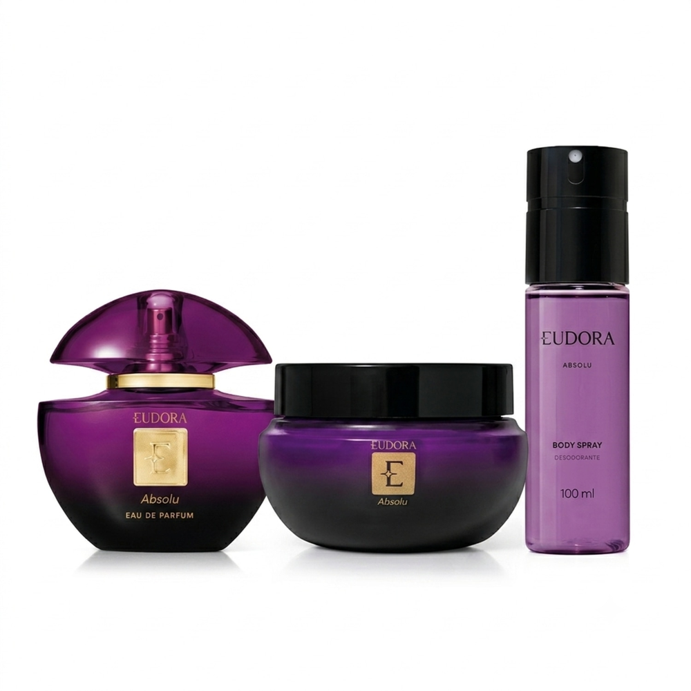 Combo Eudora Absolu: Eau de Parfum 75ml + Creme Corporal 200g + Body Spray 100ml
