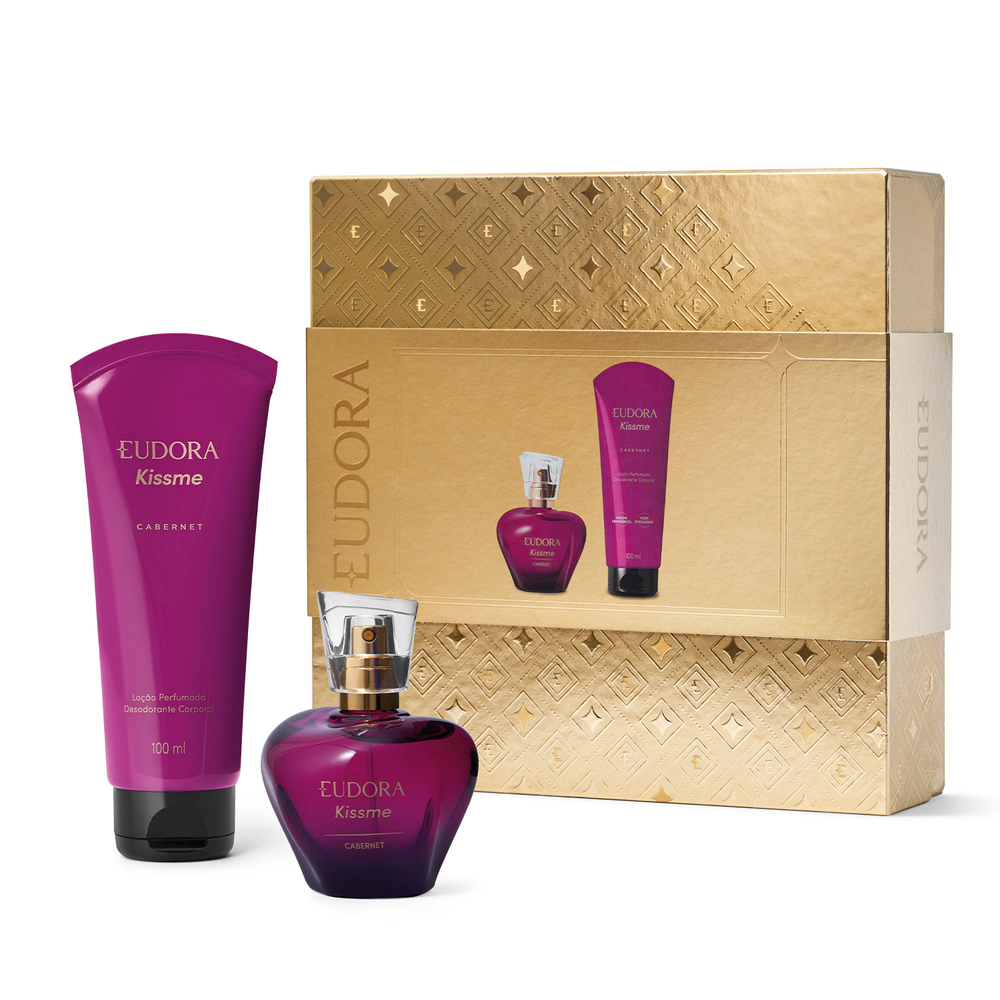 Kit Presente Natal Kiss Me Cabernet: Desodorante Colônia 50ml + Loção Perfumada Desodorante Corporal 100ml Kit Presente Natal Kiss Me Cabernet: Desodorante Colônia 50ml + Loção Perfumada Desodorante Corporal 100ml