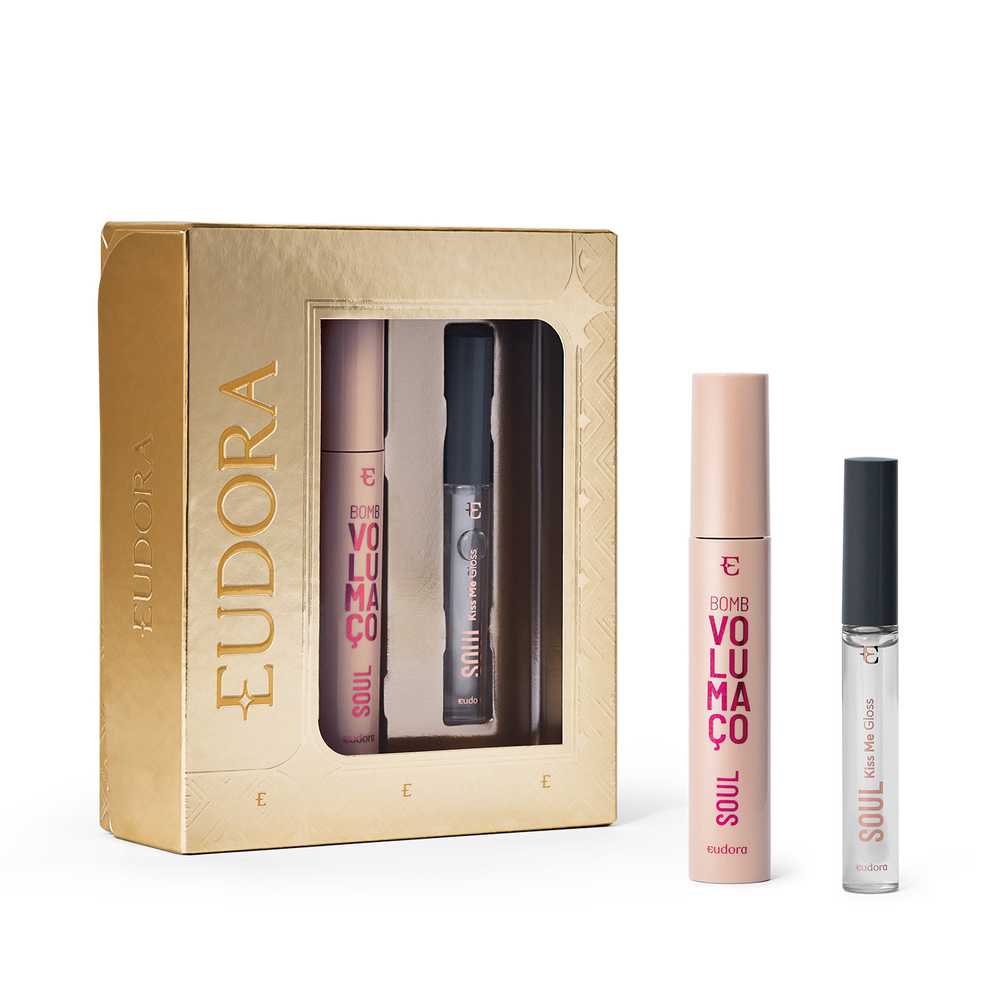 Kit Presente SOUL: Gloss Labial Incolor 5,2ml + Máscara de Cílios BOMB Volumaço 10g Kit Presente SOUL: Gloss Labial Incolor 5,2ml + Máscara de Cílios BOMB Volumaço 10g