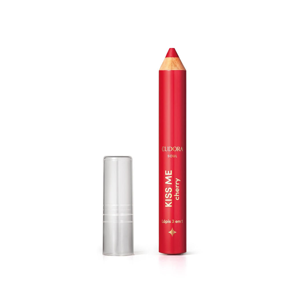 Lápis Multifuncional Vermelho Kiss Me Cherry 3 em 1 1,2g Lápis Multifuncional Vermelho Kiss Me Cherry 3 em 1 1,2g