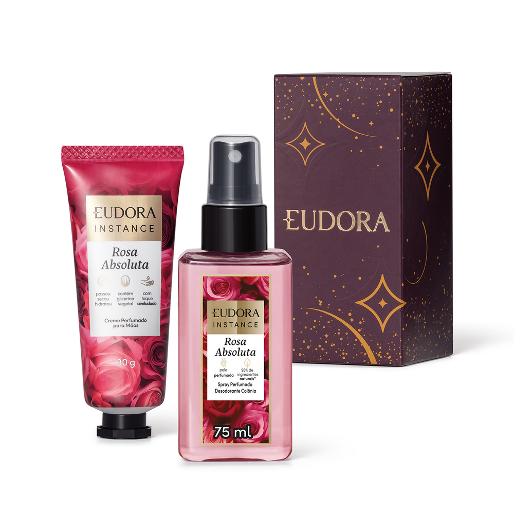 Kit Presente Instance Rosa Absoluta: Spray Perfumado 75ml + Creme Mãos 30g Kit Presente Instance Rosa Absoluta: Spray Perfumado 75ml + Creme Mãos 30g