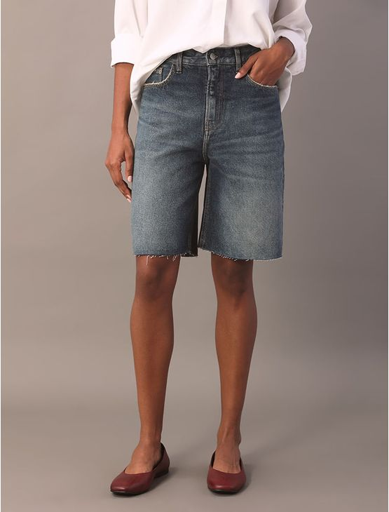 Bermuda Jeans Feminina Baggy 5 Pockets - Marinho Bermuda Jeans Feminina Baggy 5 Pockets Marinho 34