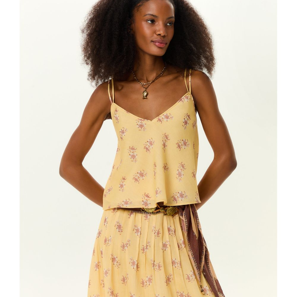 Regata Feminina Alçinha Estampa Mini Fleur - Amarelo Regata Feminina Alçinha Estampa Mini Fleur - Amarelo
