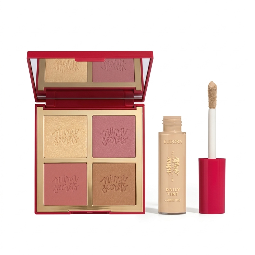 Combo Niina Secrets: Paleta Luminous Cor 1 12g + Corretivo Daily Tint Cor 0 10ml Combo Niina Secrets: Paleta Luminous Cor 1 12g + Corretivo Daily Tint Cor 0 10ml
