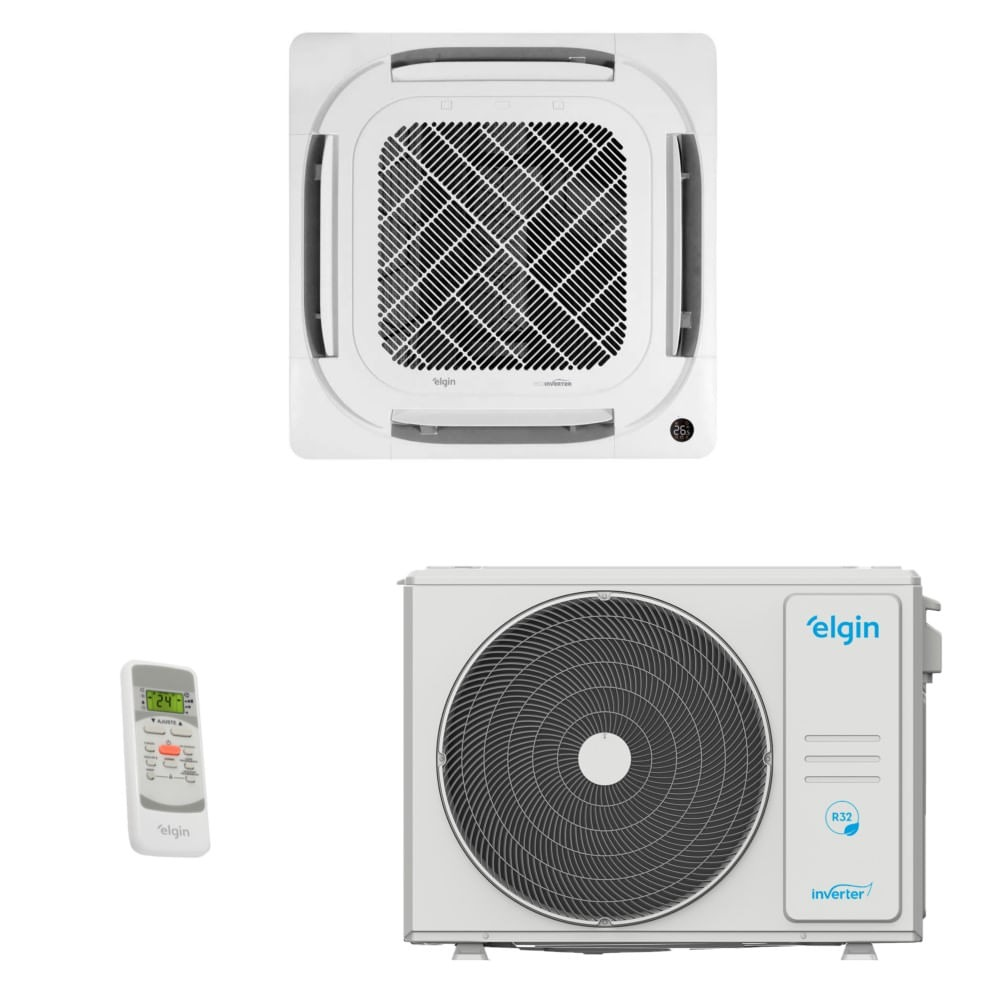 Ar-Condicionado Split Cassete Inverter 4 Vias R-32 Elgin Eco 24.000 BTUs Quente/Frio 220V Monofásico