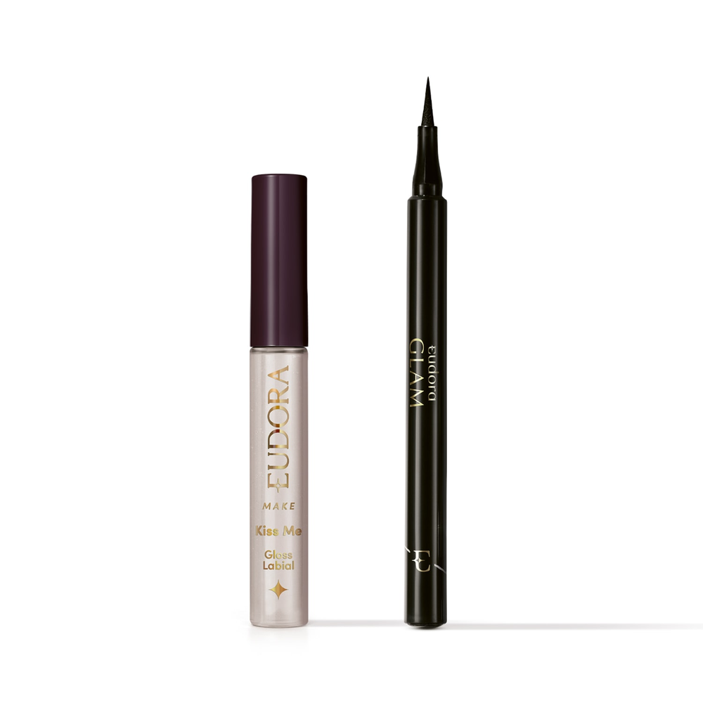 Combo Make: Gloss Labial Kiss Me Incolor 5,2ml + Caneta Delineadora Glam 1ml Combo Make: Gloss Labial Kiss Me Incolor 5,2ml + Caneta Delineadora Glam 1ml