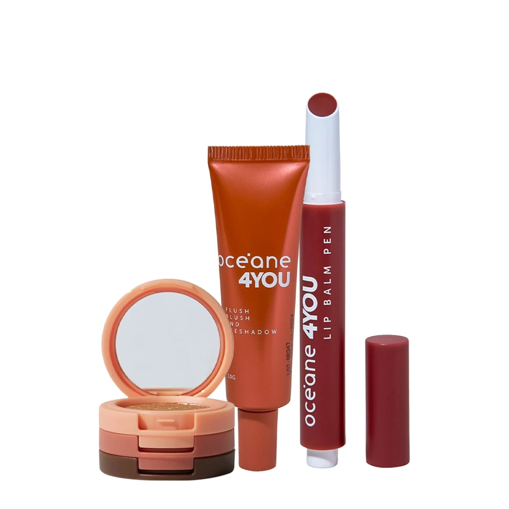 Kit Océane 4you Trio De Sombras Cooper Shine Hidratante Labial Berry E Blush Líquido Laranja (3 Produtos) Kit Océane 4you Trio De Sombras Cooper Shine Hidratante Labial Berry E Blush Líquido Laranja (3 Produtos)