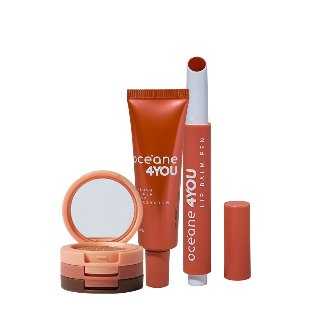 Kit Océane 4you Trio De Sombras Cooper Shine Hidratante Labial Coral E Blush Líquido Laranja (3 Produtos) Kit Océane 4you Trio De Sombras Cooper Shine Hidratante Labial Coral E Blush Líquido Laranja (3 Produtos)