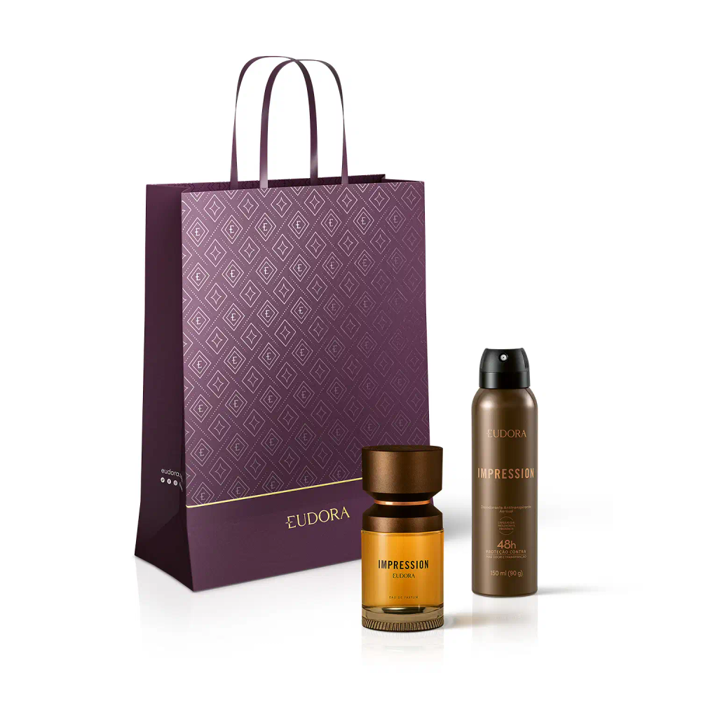 Combo Impression: Eau De Parfum 100ml + Desodorante Antitranspirante Aerossol 150ml + Sacola Combo Impression: Eau De Parfum 100ml + Desodorante Antitranspirante Aerossol 150ml + Sacola