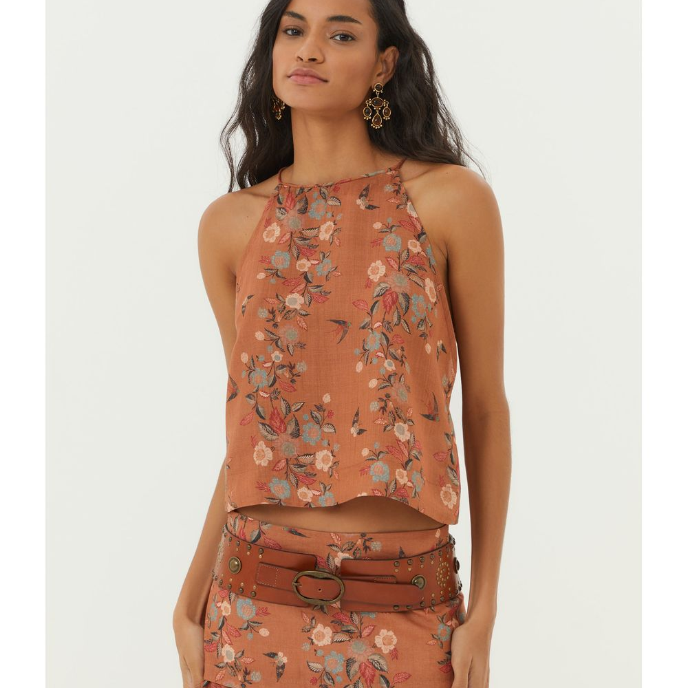 Blusa Alça Estampa Leaves Blusa Alça Estampa Leaves
