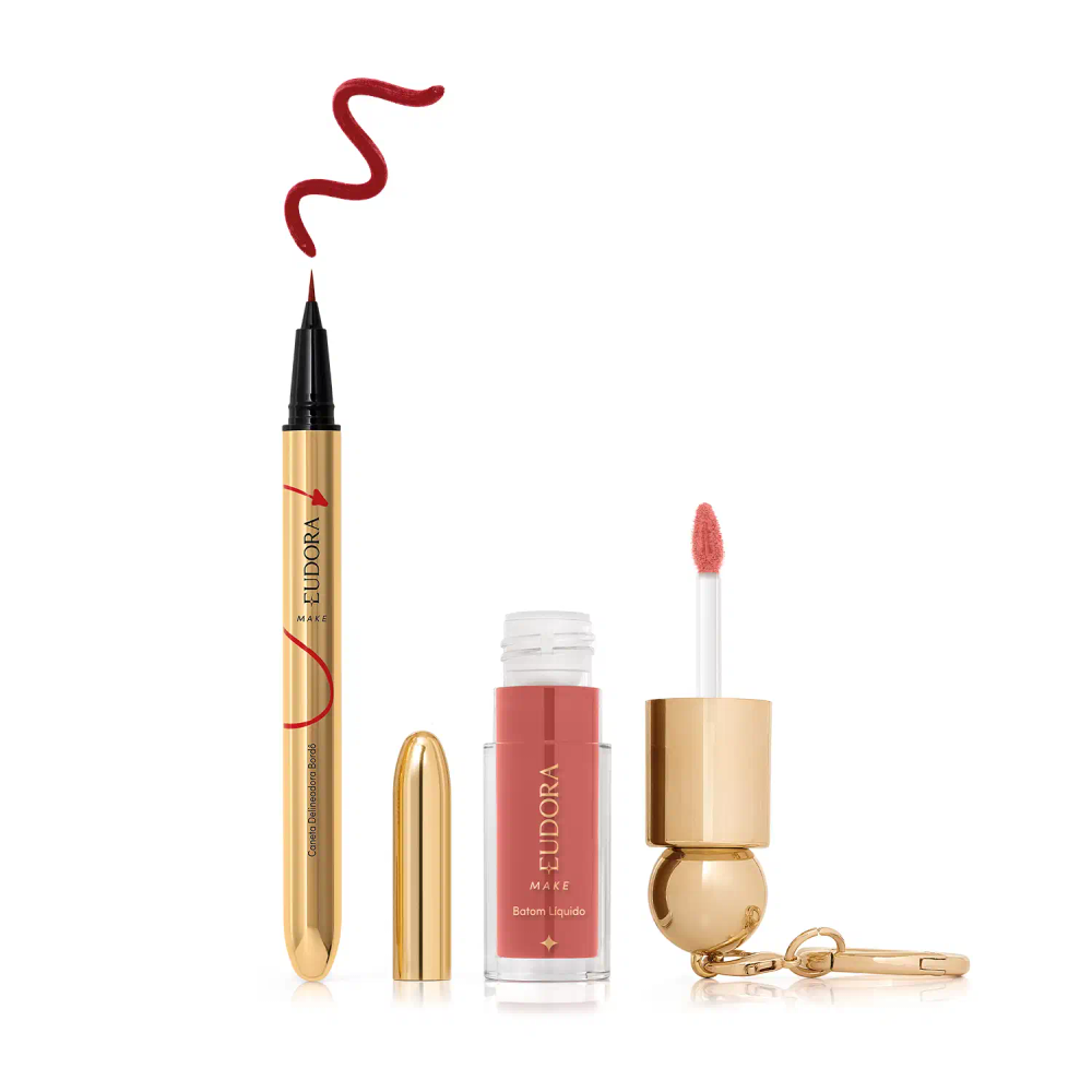 Combo O Diabo Veste Prada: Caneta Iconic Liner Bordô 0,4ml + Batom Líquido Nude 4ml Combo O Diabo Veste Prada: Caneta Iconic Liner Bordô 0,4ml + Batom Líquido Nude 4ml