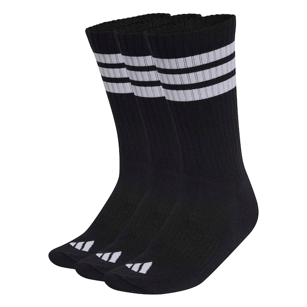 Kit Meias adidas Sportswear Três Listras Essentials Crew com 3 Pares Kit Meias adidas Sportswear Três Listras Essentials Crew com 3 Pares