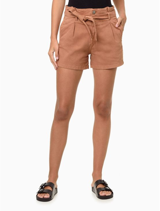 Shorts Feminino Color Clochard Amarração Calvin Klein Jeans - Caqui Medio Shorts Feminino Color Clochard Amarração Calvin Klein Jeans Caqui Medio 38