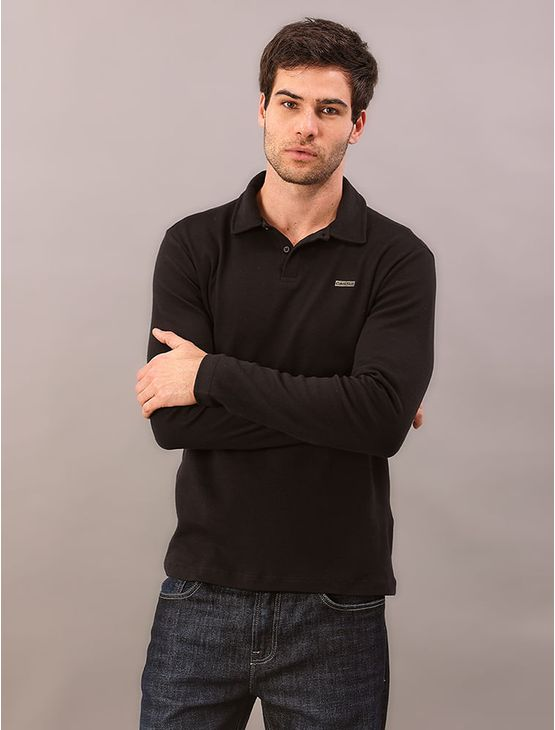 Polo Manga Longa Calvin Klein Regular Suedine - Preto Polo Manga Longa Calvin Klein Regular Suedine Preto Gg Polo Manga Longa Calvin Klein Regular Suedine - Preto Polo Manga Longa Calvin Klein Regular Suedine Preto Gg