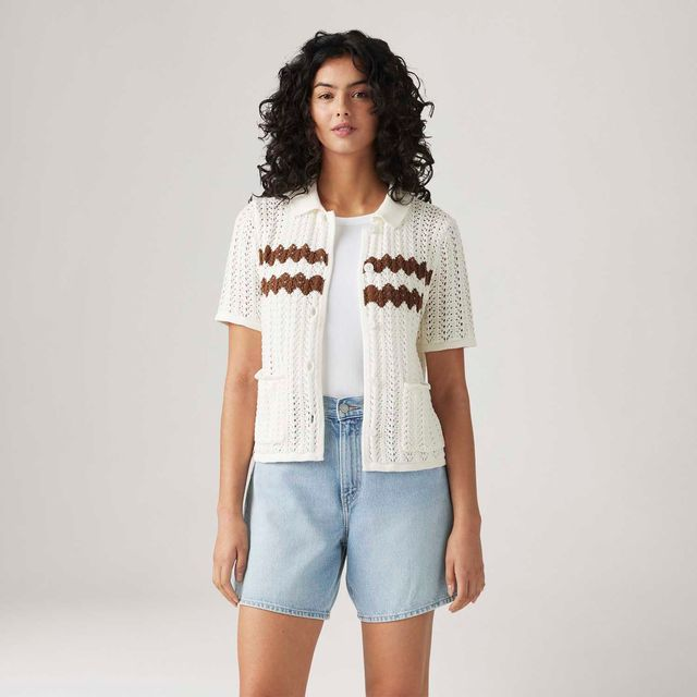 Camisa Levi's® Sunset Crochet Off White Manga Curta - XS USA | PP BR Camisa Levi's® Sunset Crochet Off White Manga Curta - XS USA | PP BR