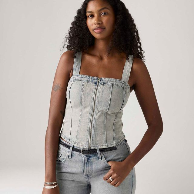 Blusa Corset Jeans Levi's® Sculpted Cinza - XS USA | PP BR Blusa Corset Jeans Levi's® Sculpted Cinza - XS USA | PP BR