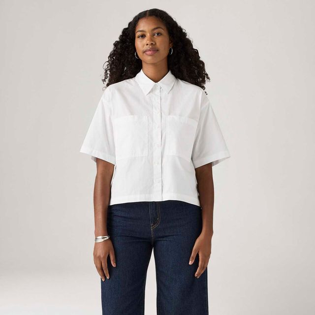 Camisa Levi's® Harlie Cropped Branca Manga Curta - XS USA | PP BR Camisa Levi's® Harlie Cropped Branca Manga Curta - XS USA | PP BR