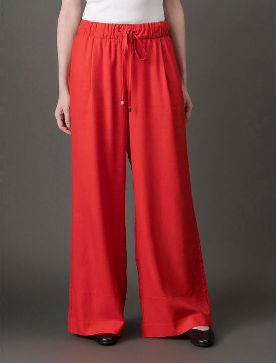 Calça Feminina Wide Leg Linho Misto Calvin Klein - Vermelho Calça Feminina Wide Leg Linho Misto Calvin Klein Vermelho 36 Calça Feminina Wide Leg Linho Misto Calvin Klein - Vermelho Calça Feminina Wide Leg Linho Misto Calvin Klein Vermelho 36