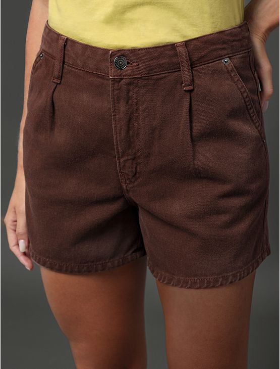 Shorts Feminino Color Bolso Faca Calvin Klein Jeans - Marrom Shorts Feminino Color Bolso Faca Calvin Klein Jeans Marrom 34