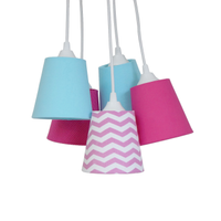 Lustre Pendente Cacho Mix Chevron Rosa, Pink e Azul