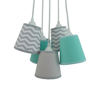 Lustre Pendente Cacho Mix Cinza Chevron e Verde Água