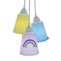 Lustre Pendente Luminária Quarto Bebê Tecidos Cacho Arco Íris