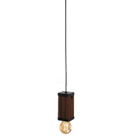 Pendente Vertical Madeira Capella Cabo Pp e Lâmpada 4w Âmbar