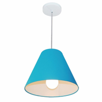 Pendente Cone Md-4028 Cúpula em Tecido 25-30x12cm Azul Turquesa - Bivolt